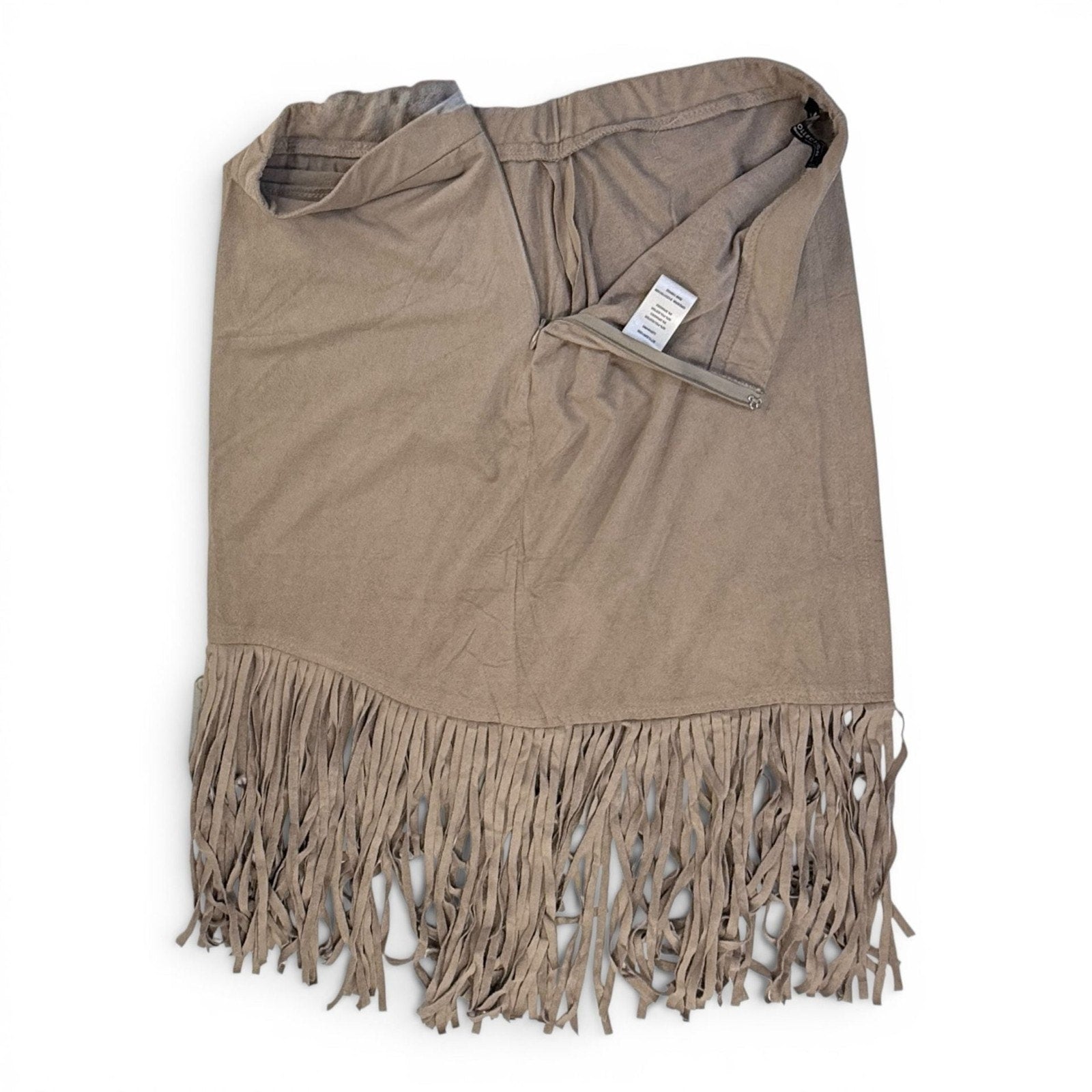 Bajee Collection Faux Suede Fringe Hem Skirt Size L