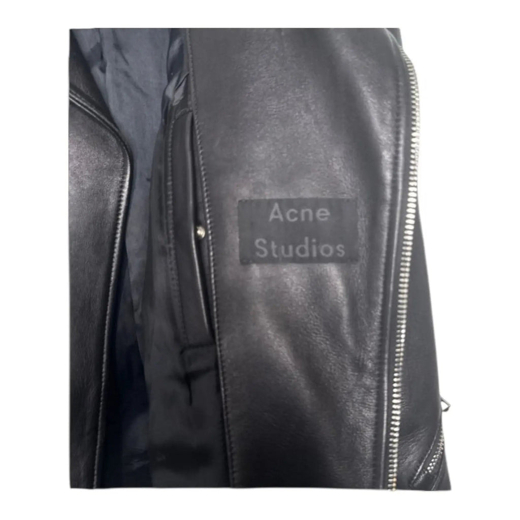 Acne Studios Nate Clean Leather Moto Biker Jacket Black Acne Studios