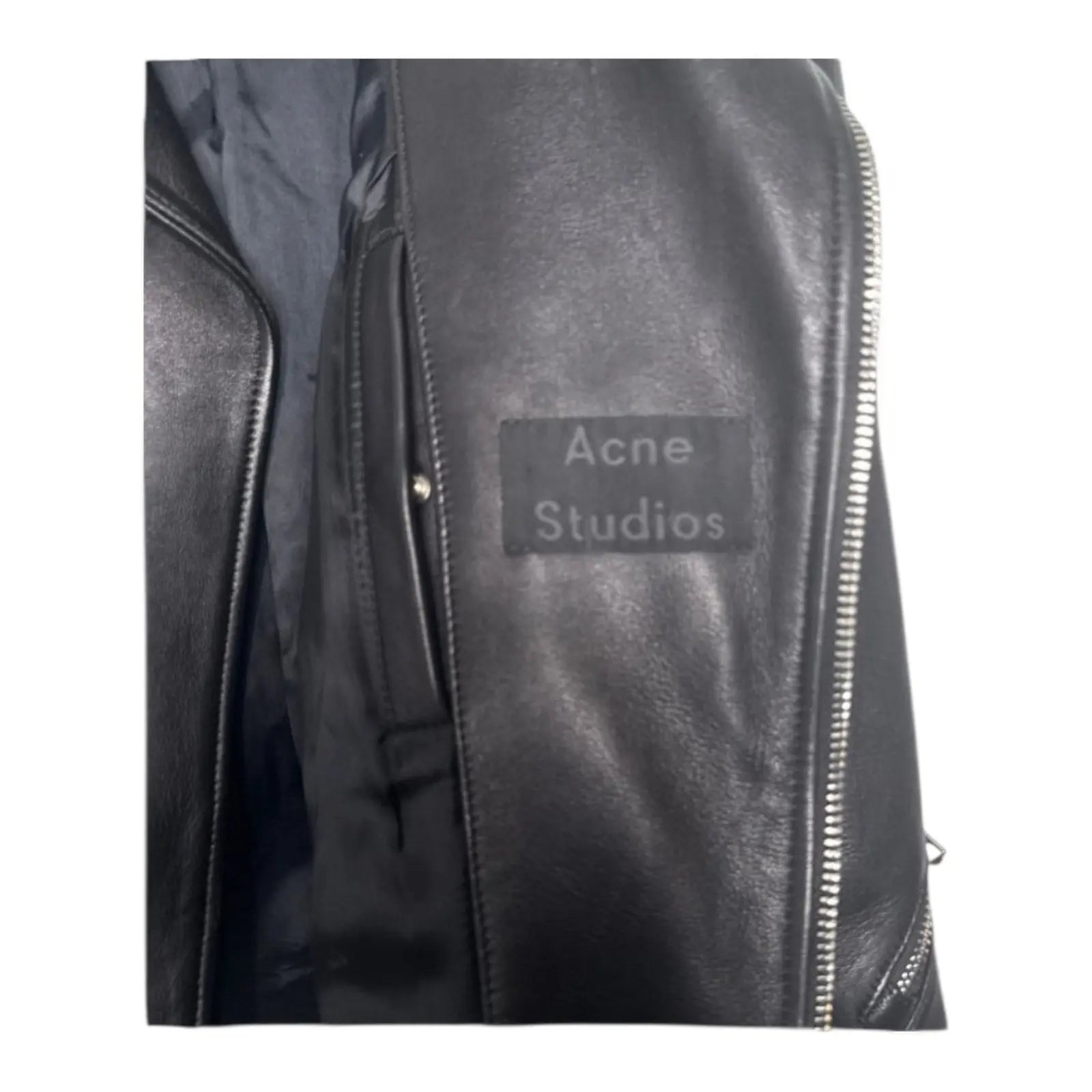 Acne Studios Nate Clean Leather Moto Biker Jacket Black Acne Studios