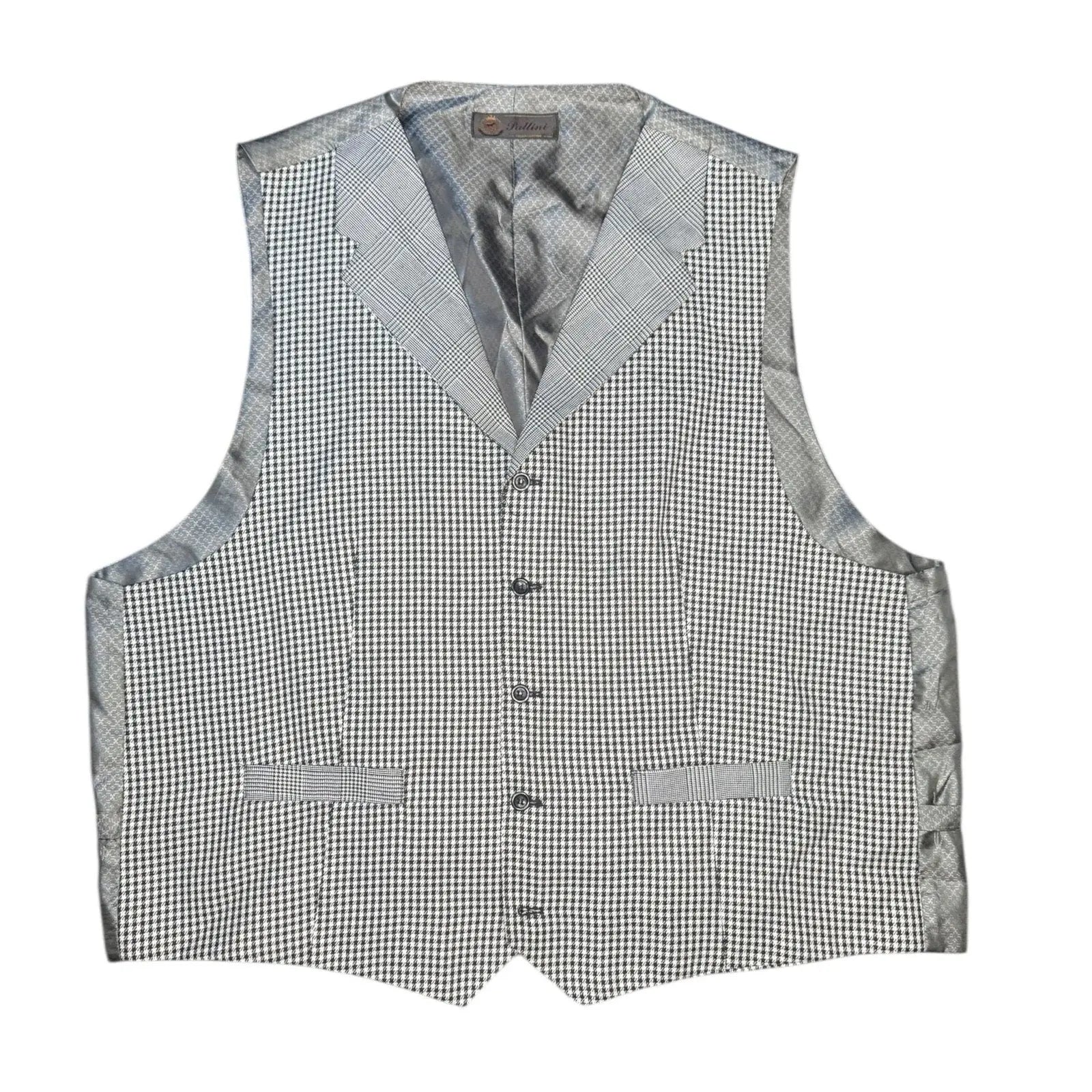 Pallini Gray Houndstooth and Glen Plaid Patterned Men's Suit Vest giving blooms foundation