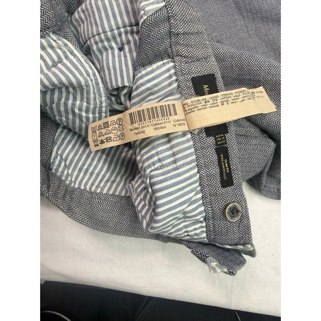 Massimo Dutti Gray Herringbone Slim Fit Chino Trousers size 32 Massimo Dutti