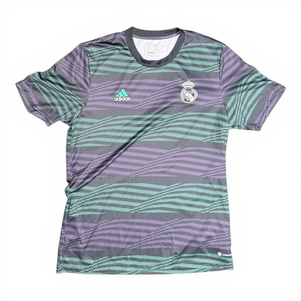 Real Madrid 2022-23 Pre-Match Soccer Jersey Black/Purple/Green Training Shirt Me adidas