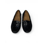 Merozzi Women's Black Croc-Embossed Patent Leather Driving Loafers Merozzi