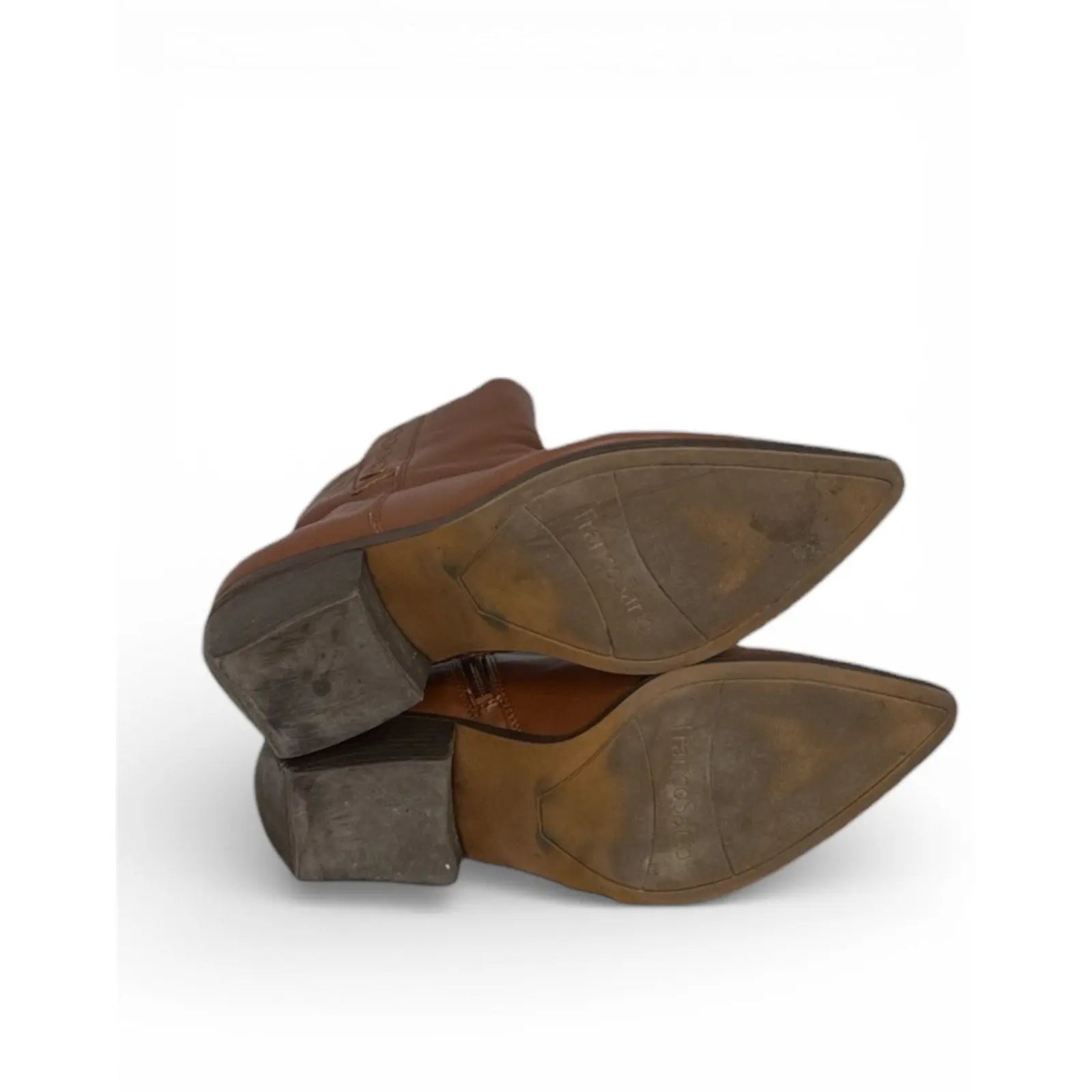 Franco Sarto Women's Cognac Leather Pointed Toe Ankle Booties Franco Sarto