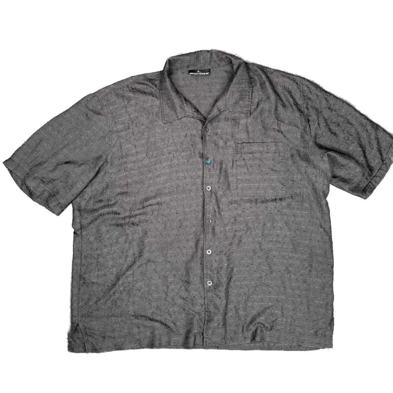 Stacy Adams Black Textured Short Sleeve Button Down Shirt Stacy Adams
