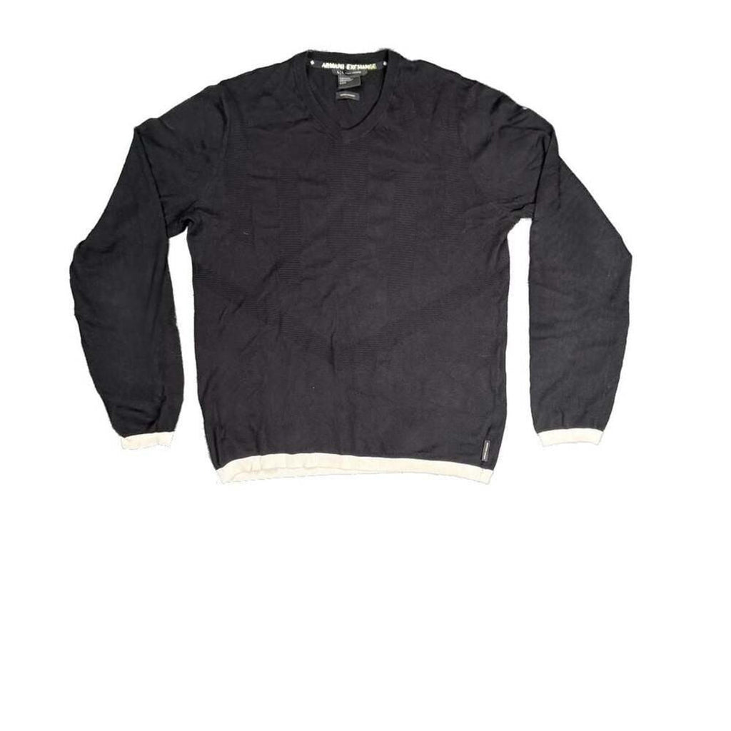Armani Exchange Cotton Cashmere V-Neck Sweater Black Size M