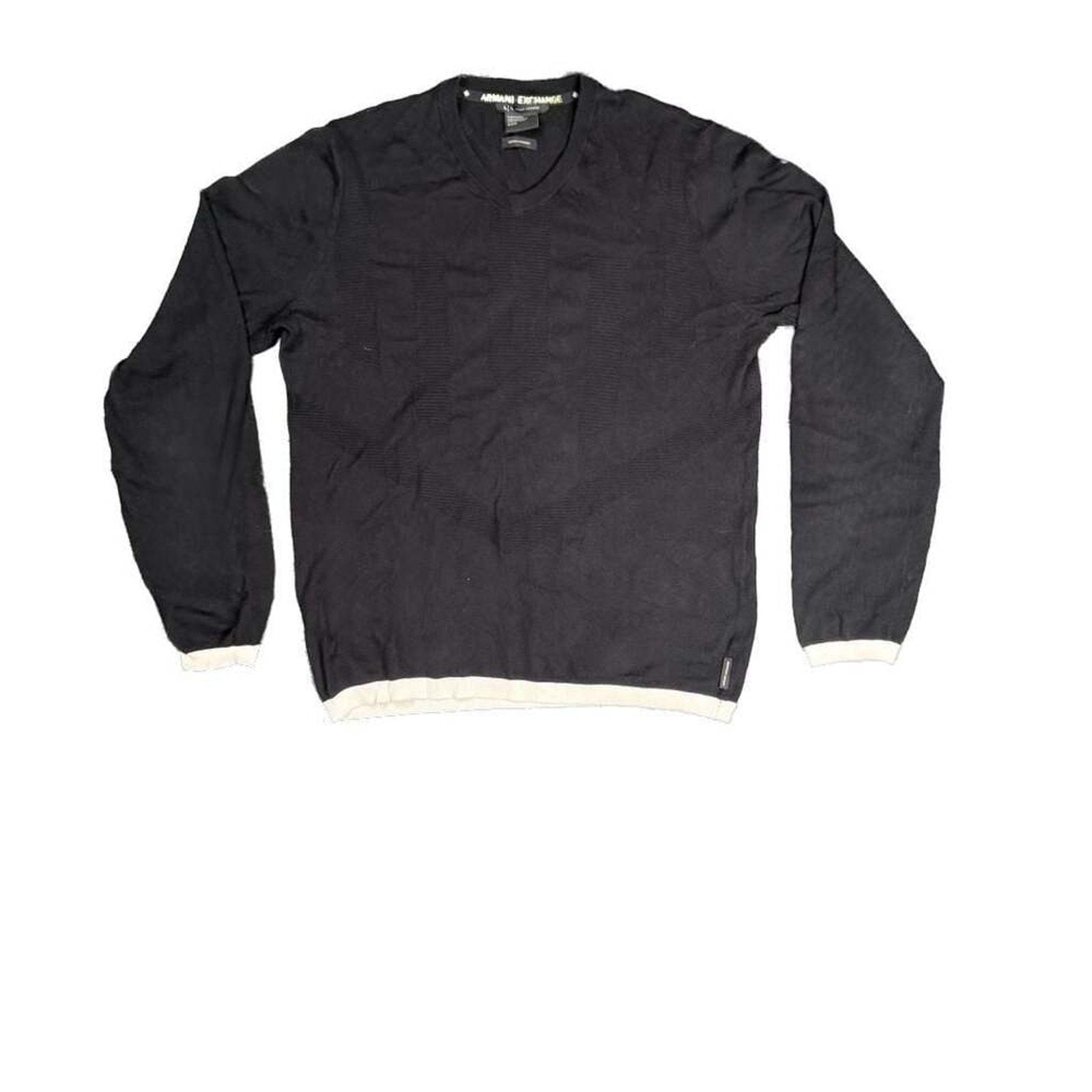 Armani Exchange Cotton Cashmere V-Neck Sweater Black Size M