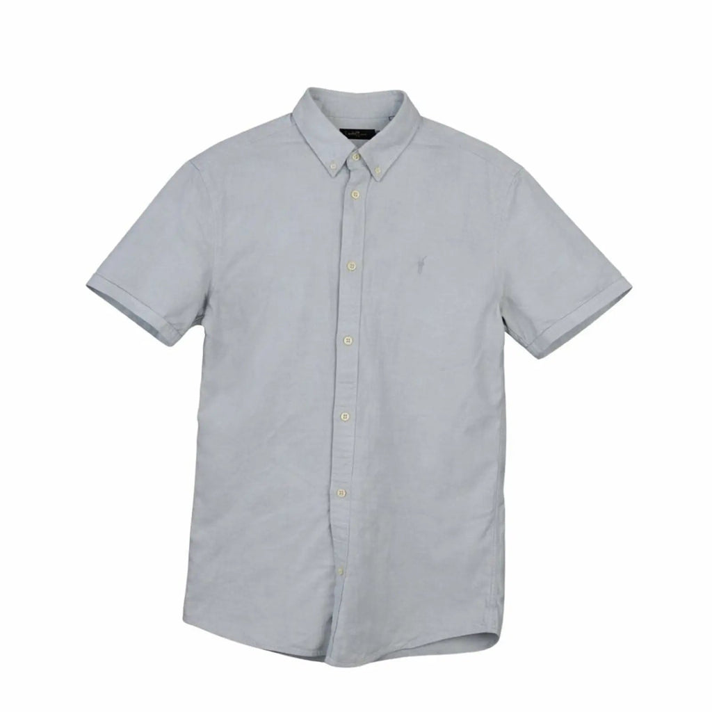 AllSaints Grey Cotton Slim Fit Button Down Shirt AllSaints
