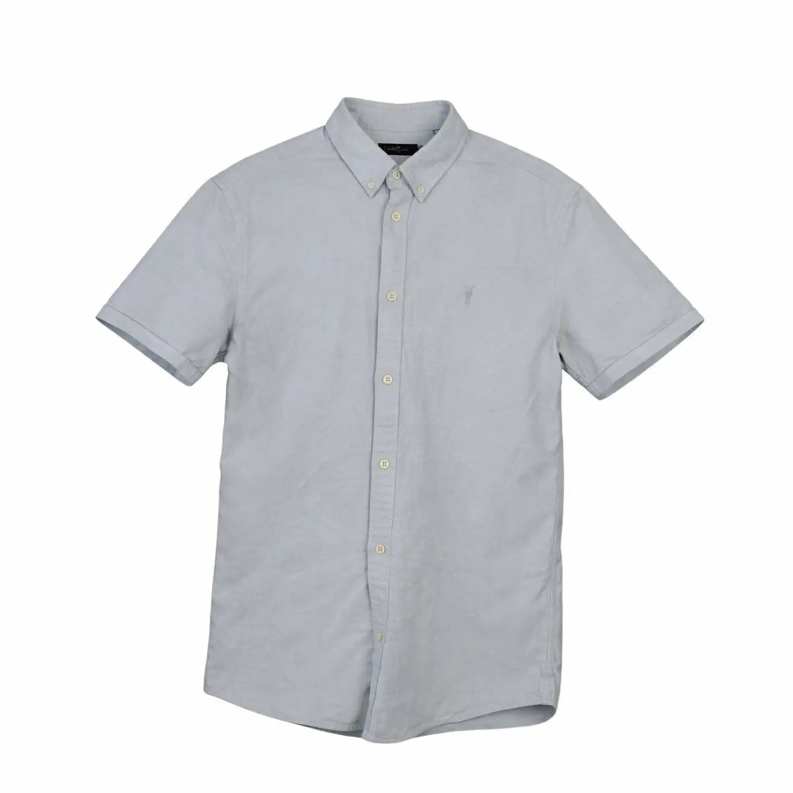 AllSaints Grey Cotton Slim Fit Button Down Shirt AllSaints