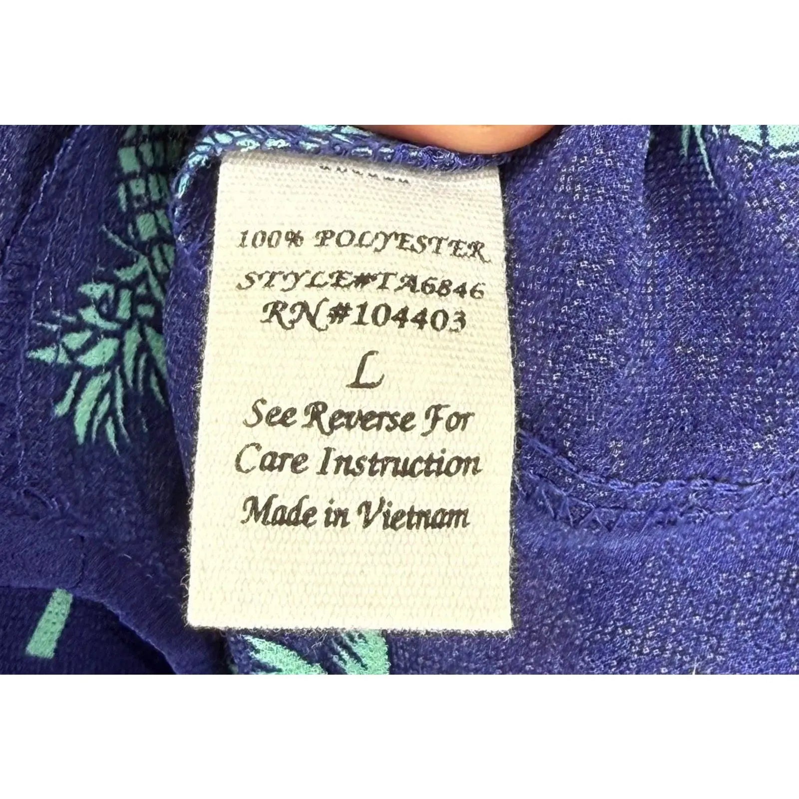 Mine Navy Blue Pineapple and Palm Tree Print Sleeveless Button Down Tank Top Mine