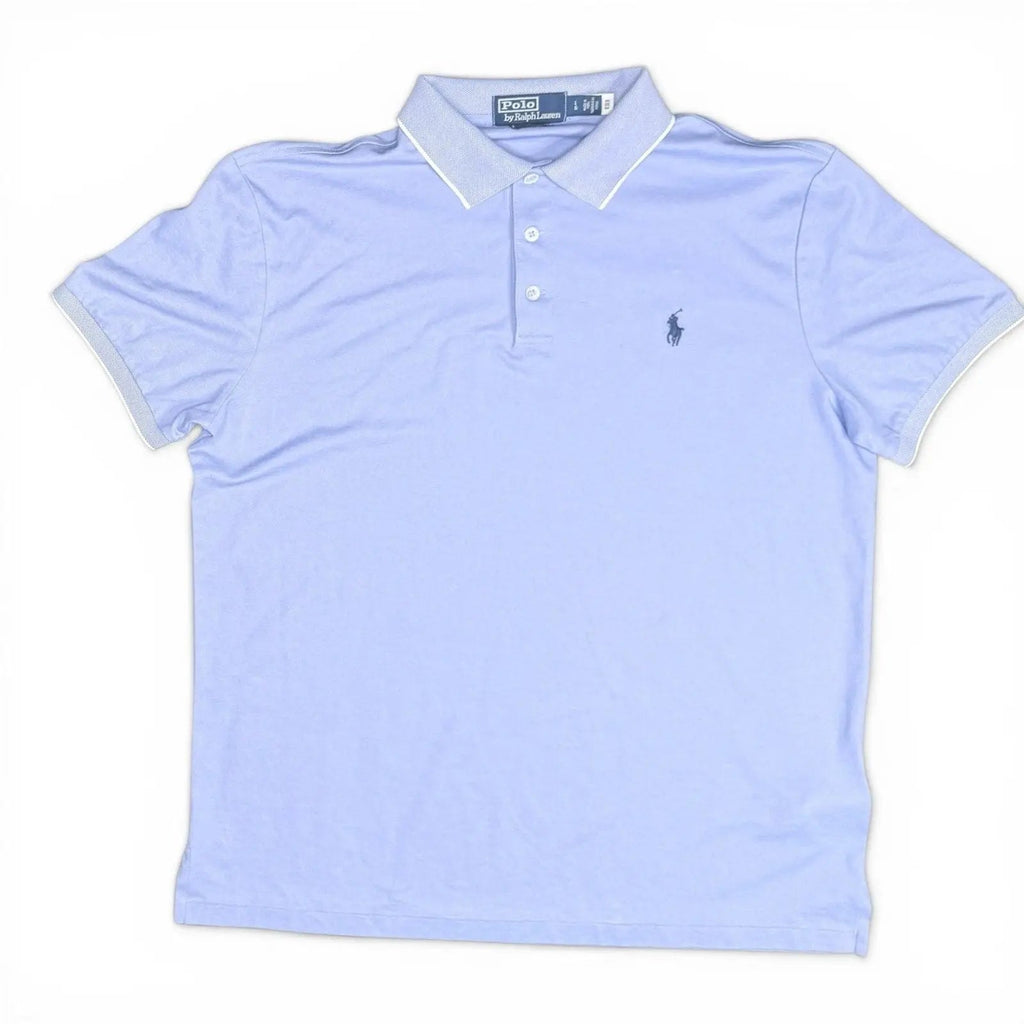Polo Ralph Lauren Light Blue Custom Slim Fit Tipped Piqué Polo Shirt Polo Ralph Lauren