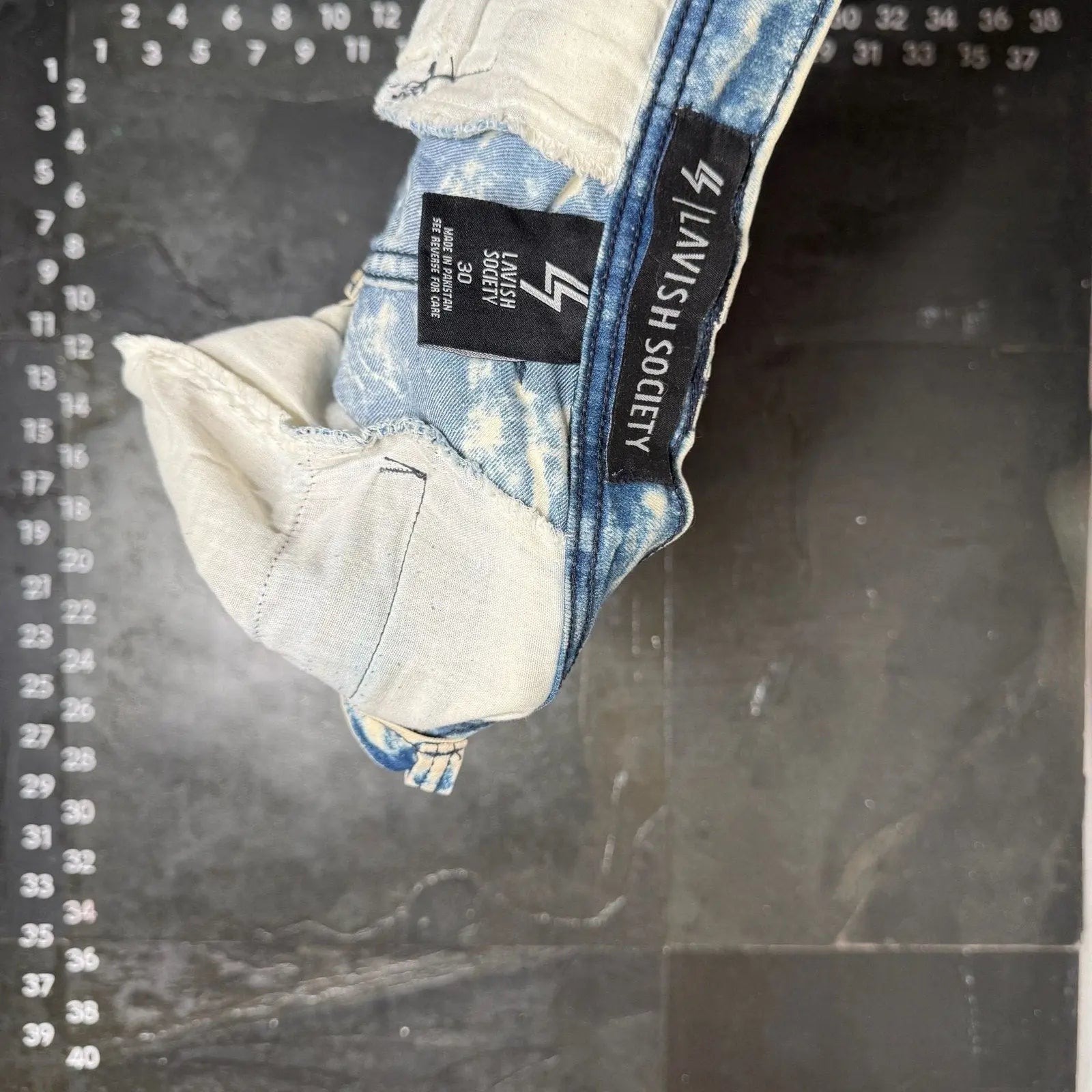 Lavish Society Acid Wash Moto Cargo Shorts Size 30 Lavish Society