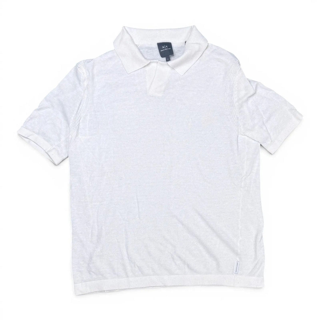 Armani Exchange White Knit Short Sleeve Polo Shirt Size S Armani Exchange