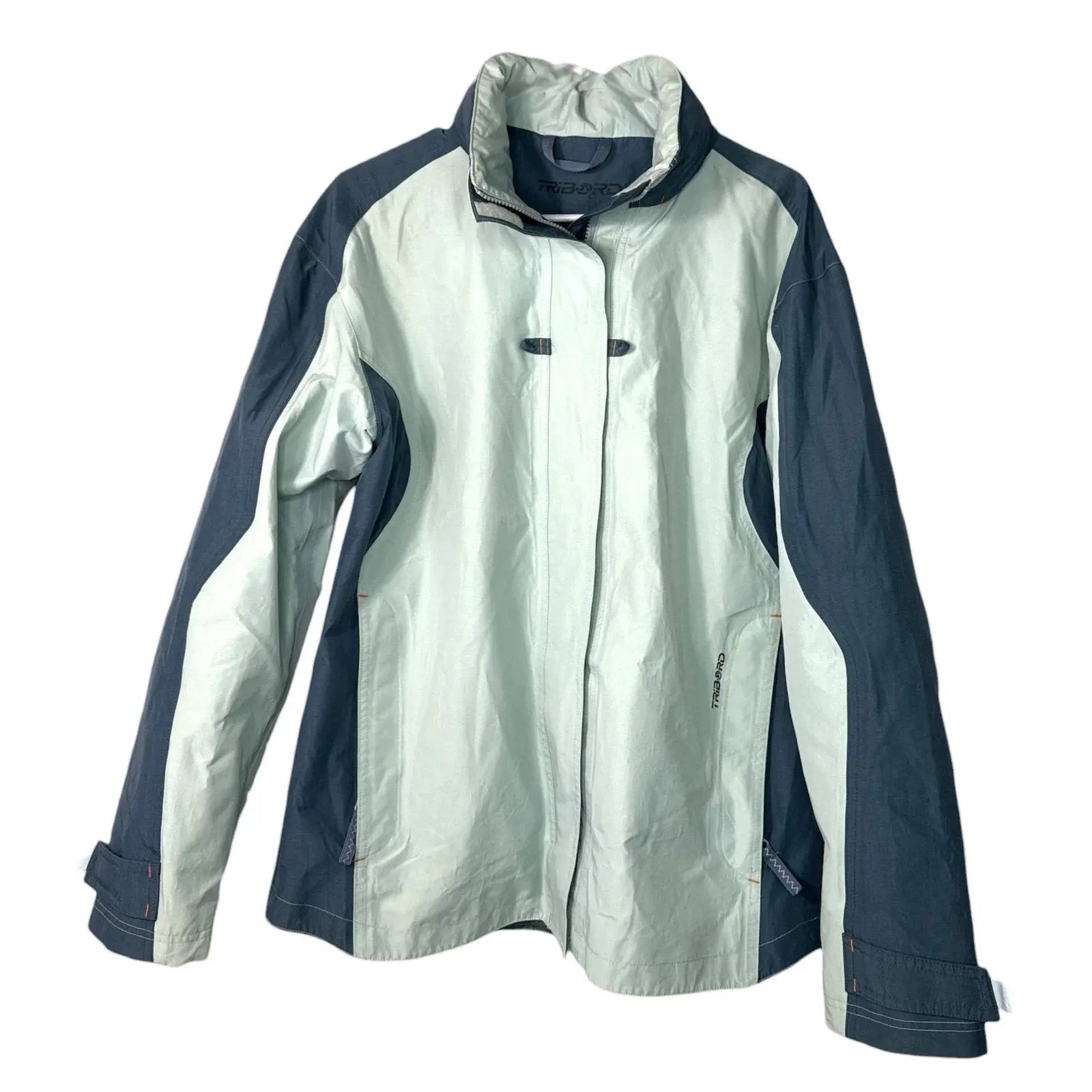 Tribord Women's Gray and Blue Waterproof Hooded Ski Jacket giving blooms foundation