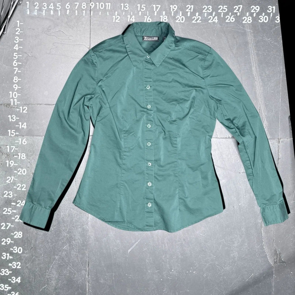 New York & Company 7th Avenue Design Studio Teal Button Down Long Sleeve Shirt X New York & Company