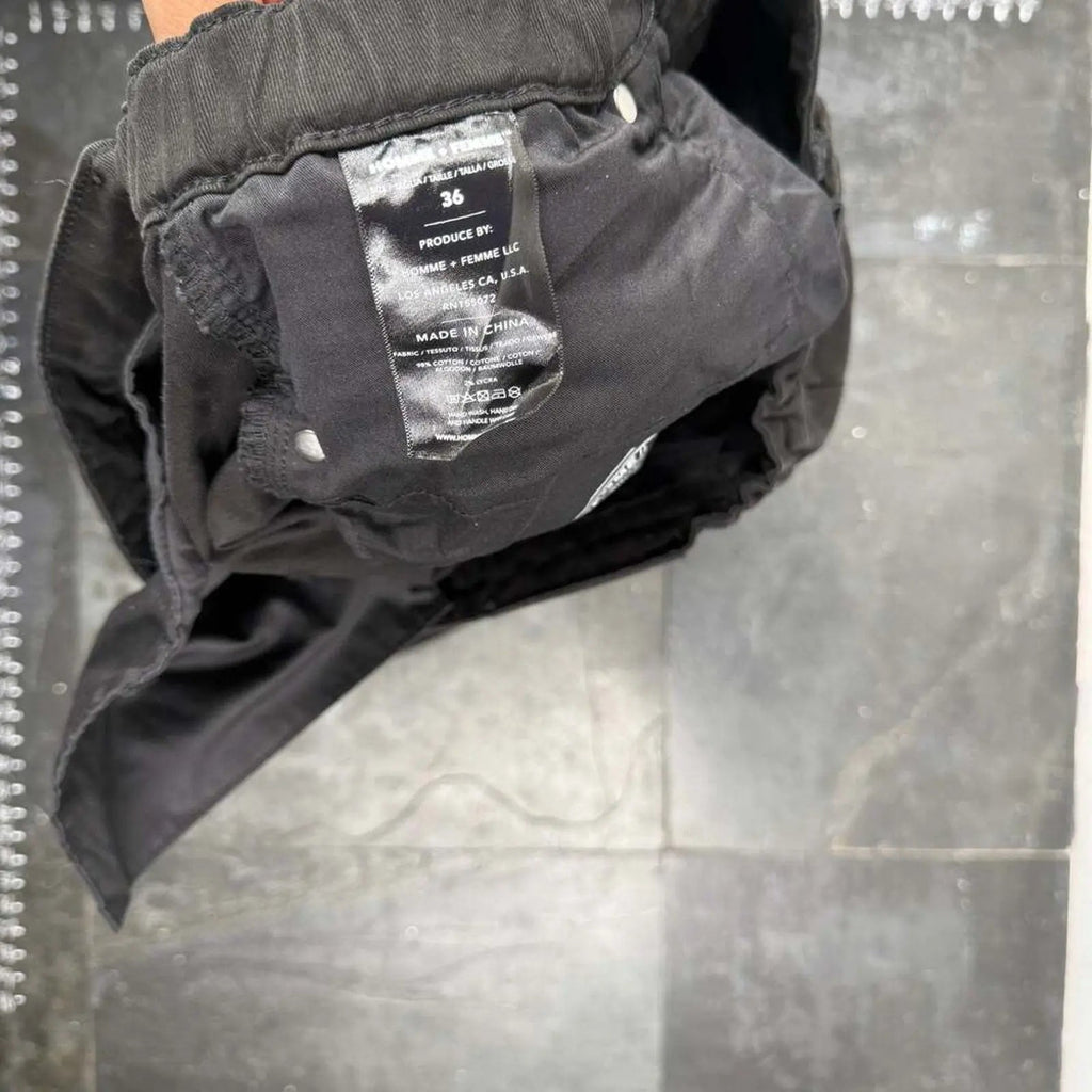 Homme + Femme Black Multi-Pocket Cargo Pants Size 36 Homme + Femme