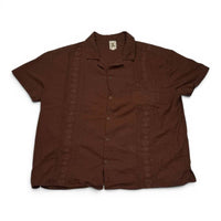 Dandy Wear Brown Embroidered Guayabera Short Sleeve Shirt