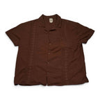 Dandy Wear Brown Embroidered Guayabera Short Sleeve Shirt