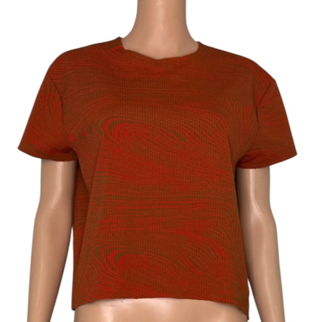 Acne Studios Red and Brown Wavy Textured Knit Short Sleeve T-Shirt Acne Studios