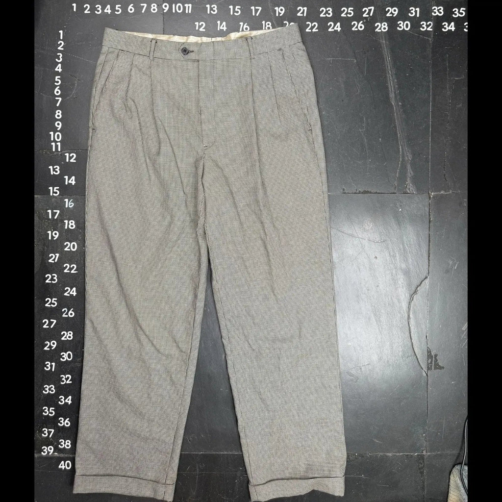 Saks Fifth Avenue Men's Pleated 100% Wool Micro-Check Trousers Size 35x28 Saks Fifth Avenue