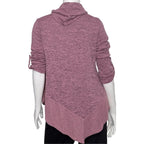 SJS Women's Cowl Neck Asymmetrical Tunic Sweater with Roll-Tab Sleeves SJS