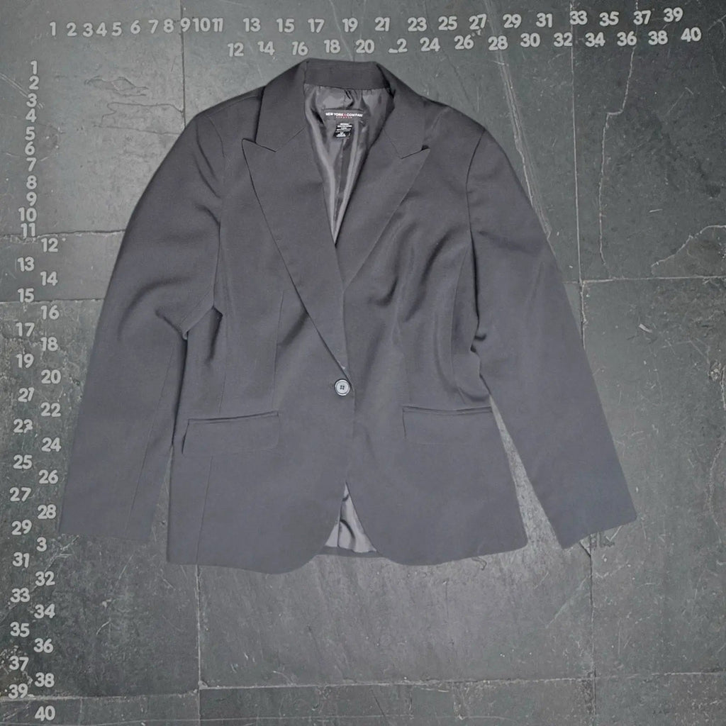 New York & Company Women's Black One-Button Stretch Blazer Size 12 New York & Company