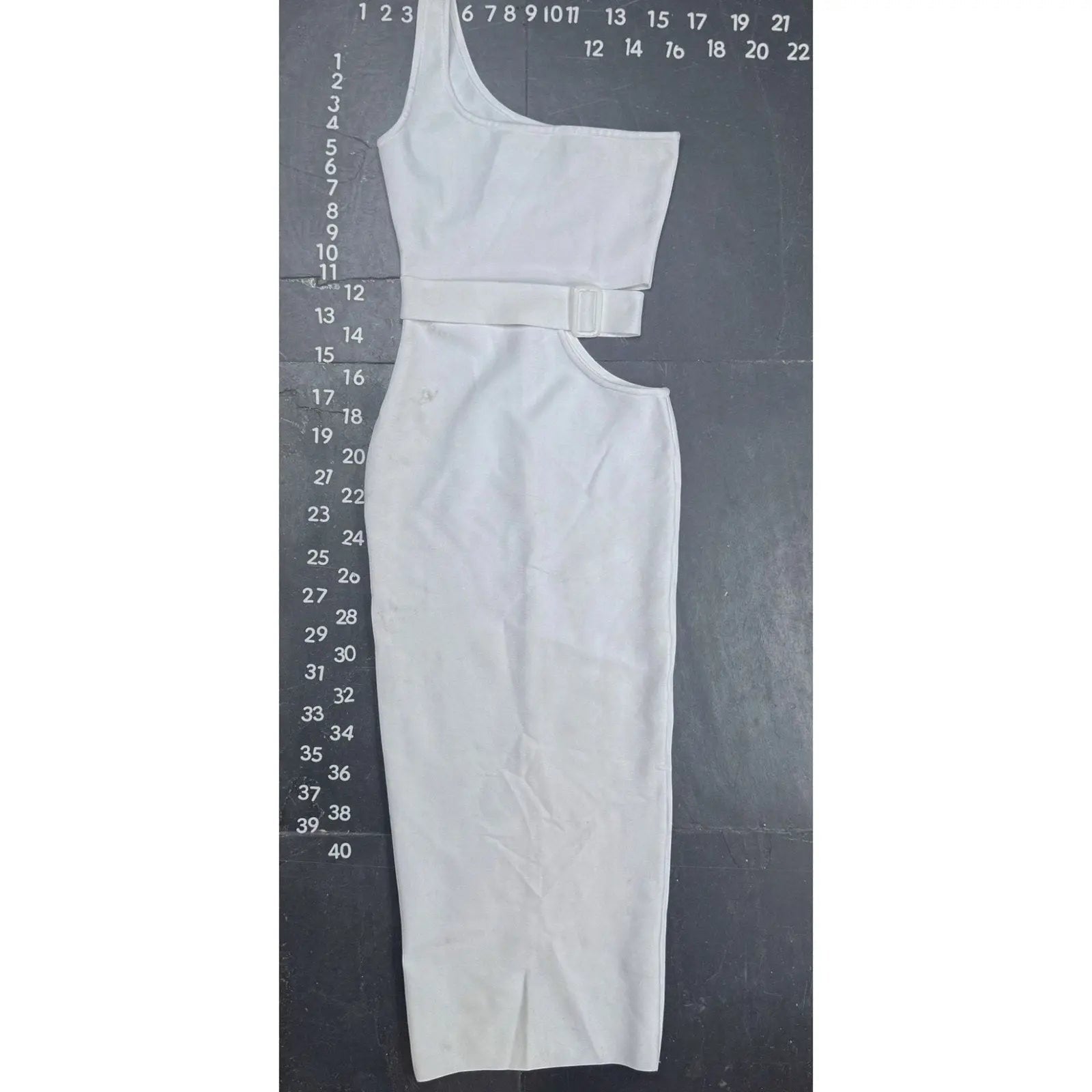 Fashion Nova White One Shoulder Cutout Belted Midi Dress Size S Fashion Nova