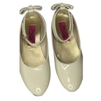 Rachel Shoes Girls Millie Patent Ivory Ballet Flats with Ankle Strap and Bow Rachel Shoes