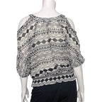 BCX Cold Shoulder Geometric Print Smocked Blouse BCX