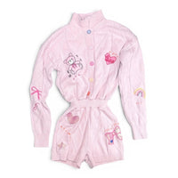 Fashion Nova Sweetest Memories Cable Knit Romper Pink Size L Fashion Nova