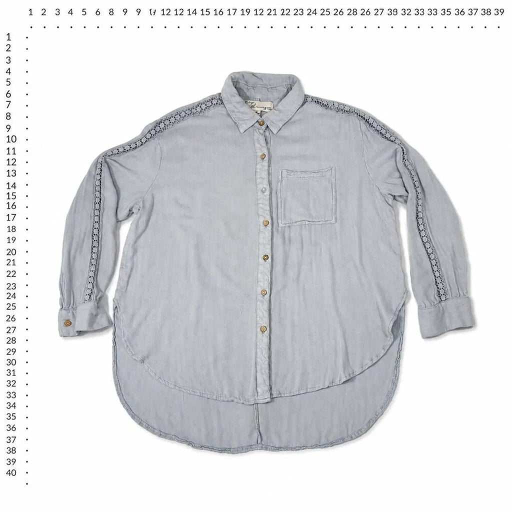 Vintage Havana Women's Gray Button Down Shirt Size M Vintage Havana