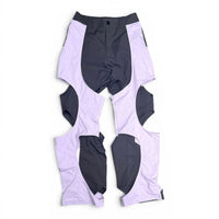 Lavender and Black Two-Tone Cut-Out Techwear Pants Fashion Trousers Size S Unbranded