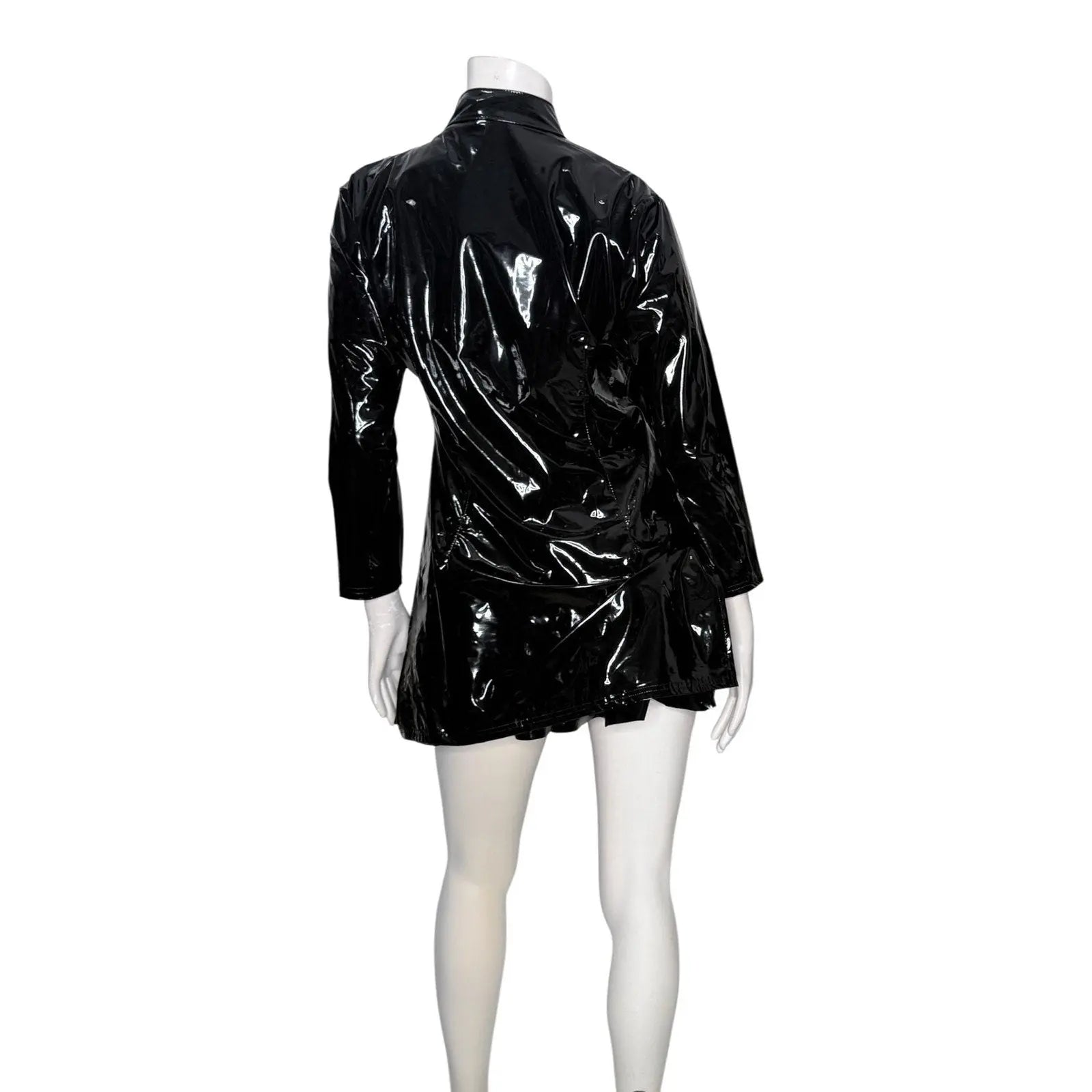 Patrice Catanzaro Black Vinyl Patent Button Down Crepuscule Mini Dress Patrice Catanzaro