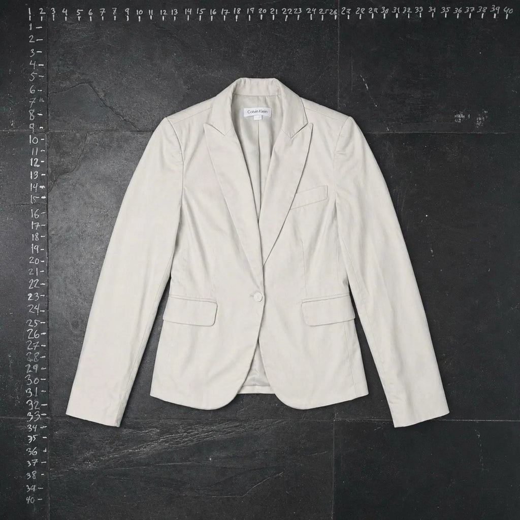 Calvin Klein Women's Beige Cotton Blend Blazer Size 0 Calvin Klein