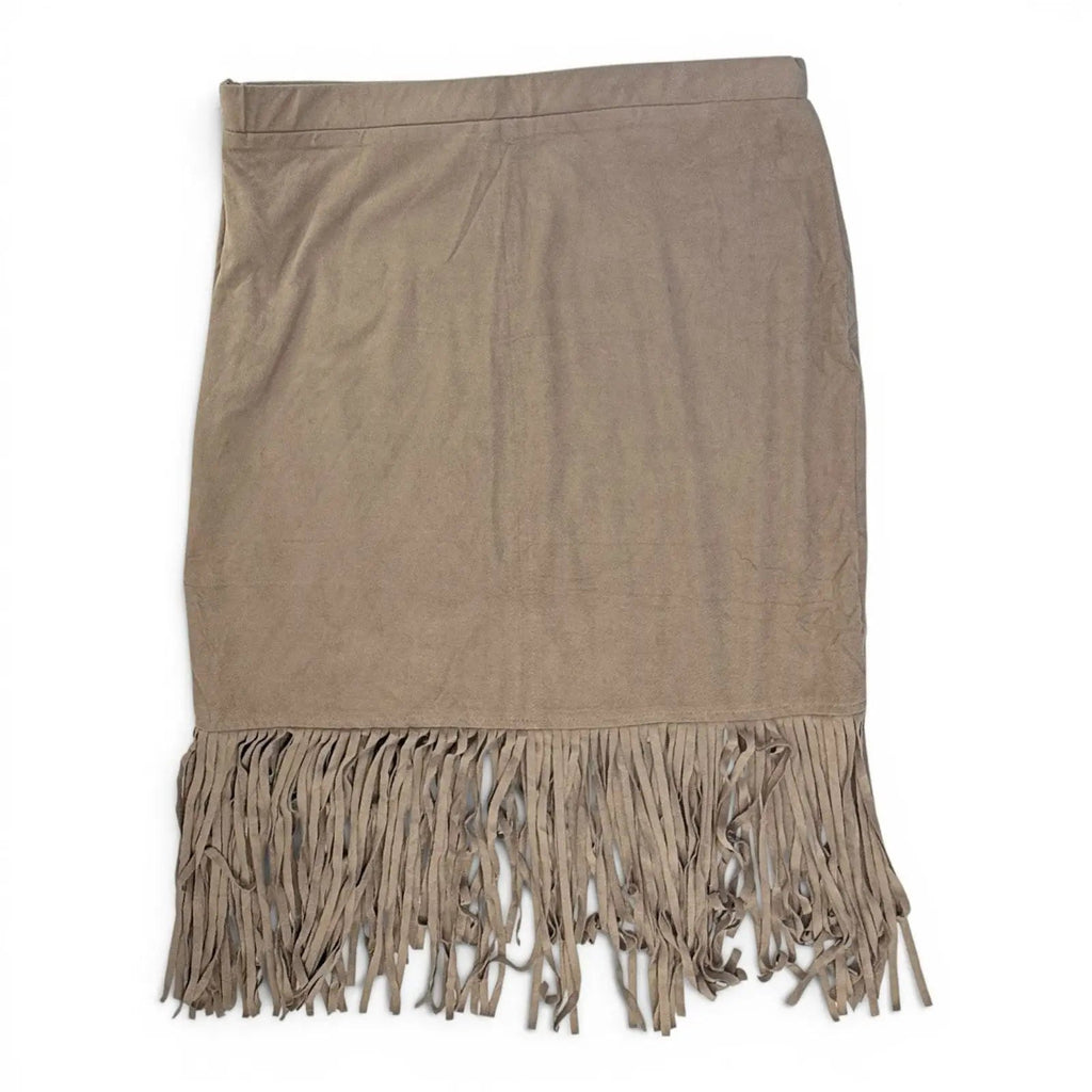 Bajee Collection Faux Suede Fringe Hem Skirt Size L Bajee Collection