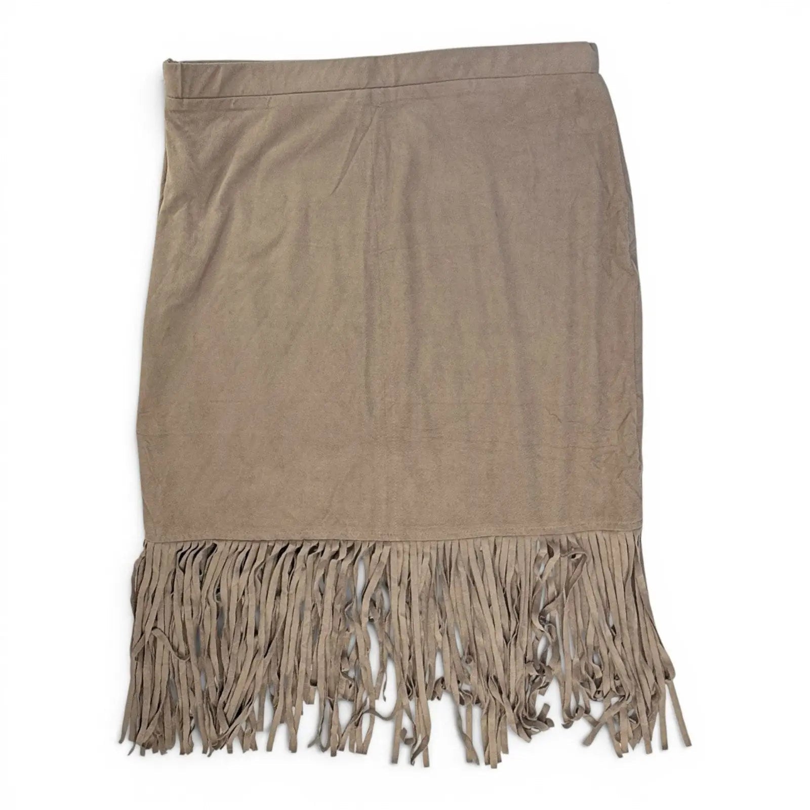 Bajee Collection Faux Suede Fringe Hem Skirt Size L Bajee Collection