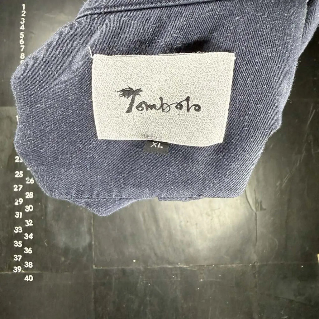 Tombolo 100% Tencel Navy Blue Short Sleeve Button Down Shirt Size XL Tombolo