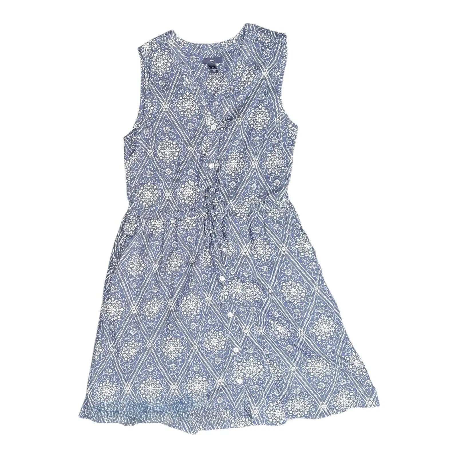 Gap Blue and White Medallion Geometric Print Sleeveless Mini Dress Gap