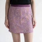 Vintage Y2K Charlotte Russe Purple Paisley Glitter Mesh Mini Skirt - O.M.T.HRIFT