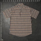 O.M.THRIFT vintage short sleeve button down shirt with an all-over cigar graphic print and vertical stripes.