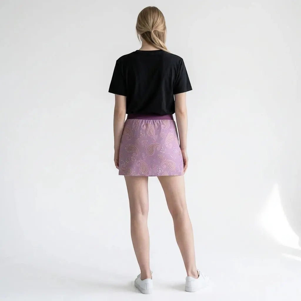 Vintage Y2K Charlotte Russe Purple Paisley Glitter Mesh Mini Skirt - O.M.T.HRIFT