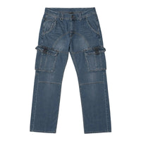 The Room Collective Armani Exchange A|X blue denim cargo jeans size 33 with contrast stitching and D-ring.