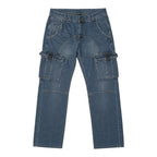 The Room Collective Armani Exchange A|X blue denim cargo jeans size 33 with contrast stitching and D-ring.