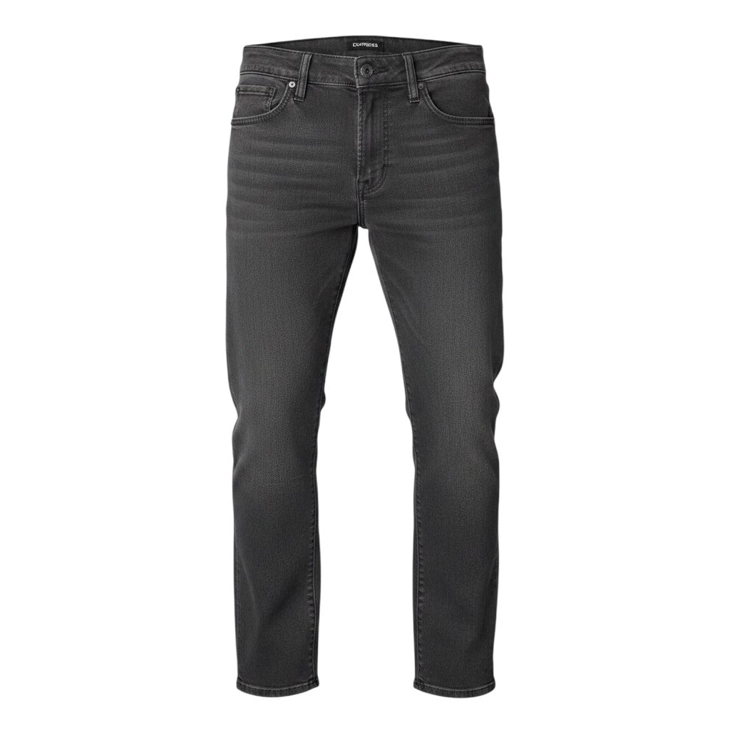 The Room Collective Men's Straight Leg Denim Jeans in charcoal grey wash. Classic five-pocket style.