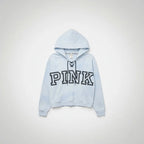 The Room Collective light blue and white tie-dye hoodie with lace-up detail and PINK logo, size M.
